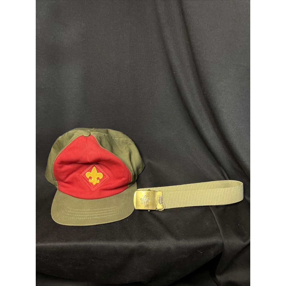 Vintage Boy Scouts Of America BSA Belt & Trucker Style Hat 1990’s Small medium